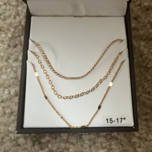 *HP* NIB! Sterling Forever Gold Plated 3 Layer Dainty Necklace [gift wrapped!] - Picture 12 of 13